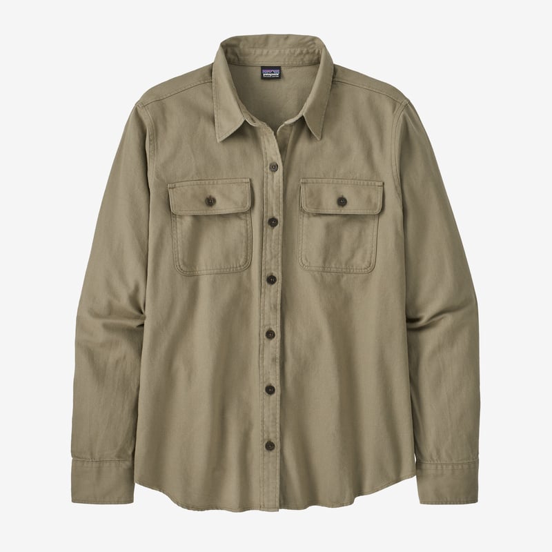 Patagonia Women's Long-Sleeved Organic Cotton Midweight Fjord Flannel Shirt - Sage Khaki