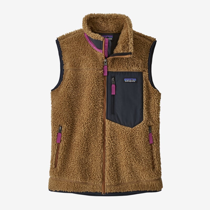 Patagonia Women's Classic Retro-X® Fleece Vest - Nest Brown w/Pitch Blue
