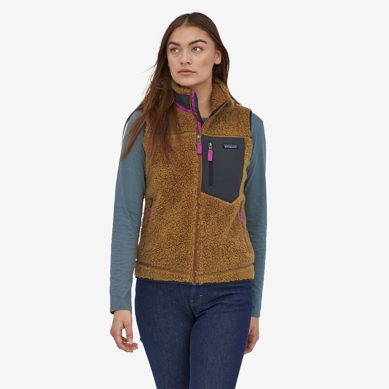 Patagonia Women's Classic Retro-X® Fleece Vest - Nest Brown w/Pitch Blue
