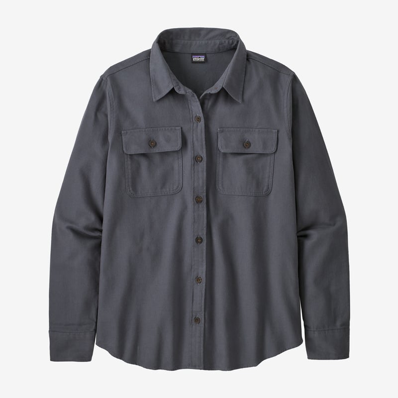 Patagonia Women's Long-Sleeved Organic Cotton Midweight Fjord Flannel Shirt - Smolder Blue