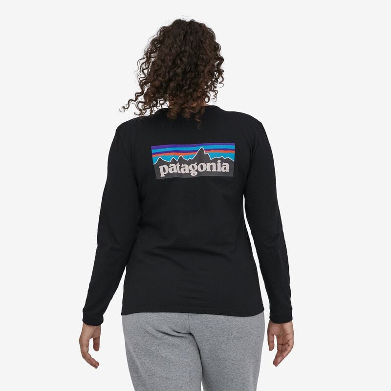 Patagonia Women's Long-Sleeved P-6 Logo Responsibili-Tee® - Black