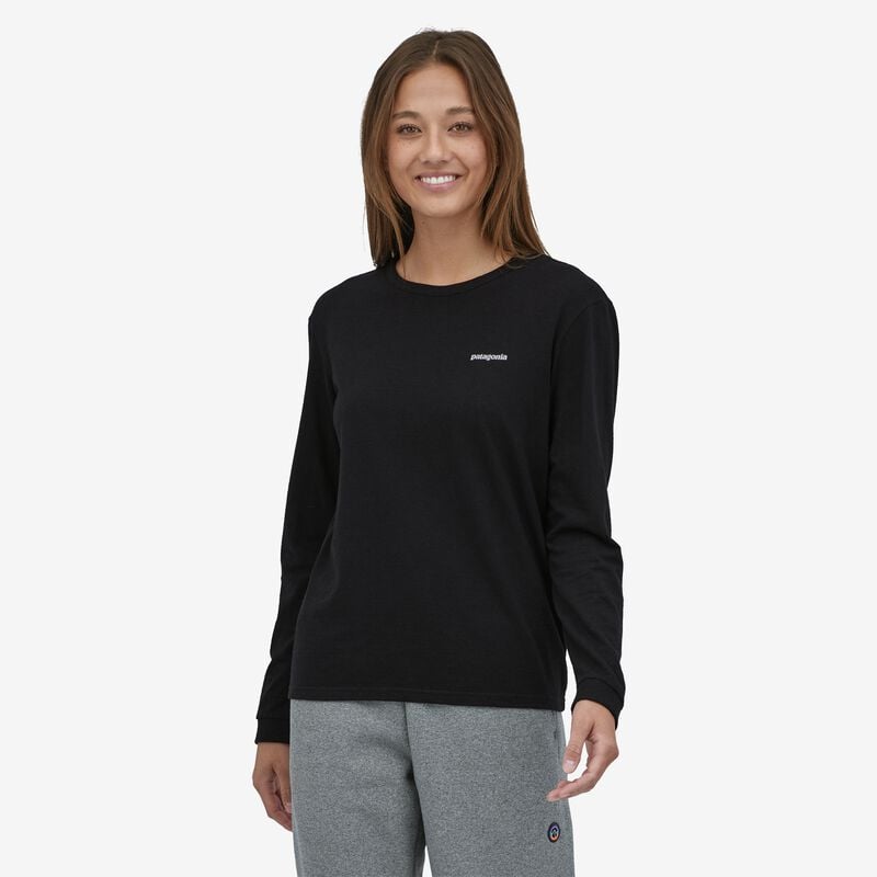 Patagonia Women's Long-Sleeved P-6 Logo Responsibili-Tee® - Black