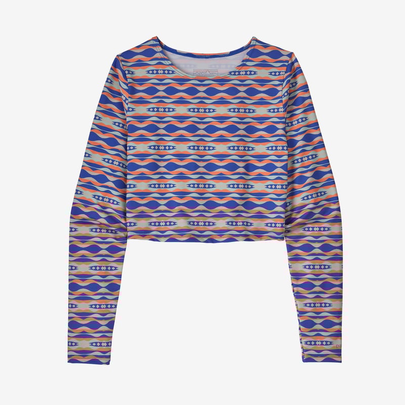 Patagonia Women's Swell Seeker Cropped Rashguard - Coast Highway Small: Float Blue