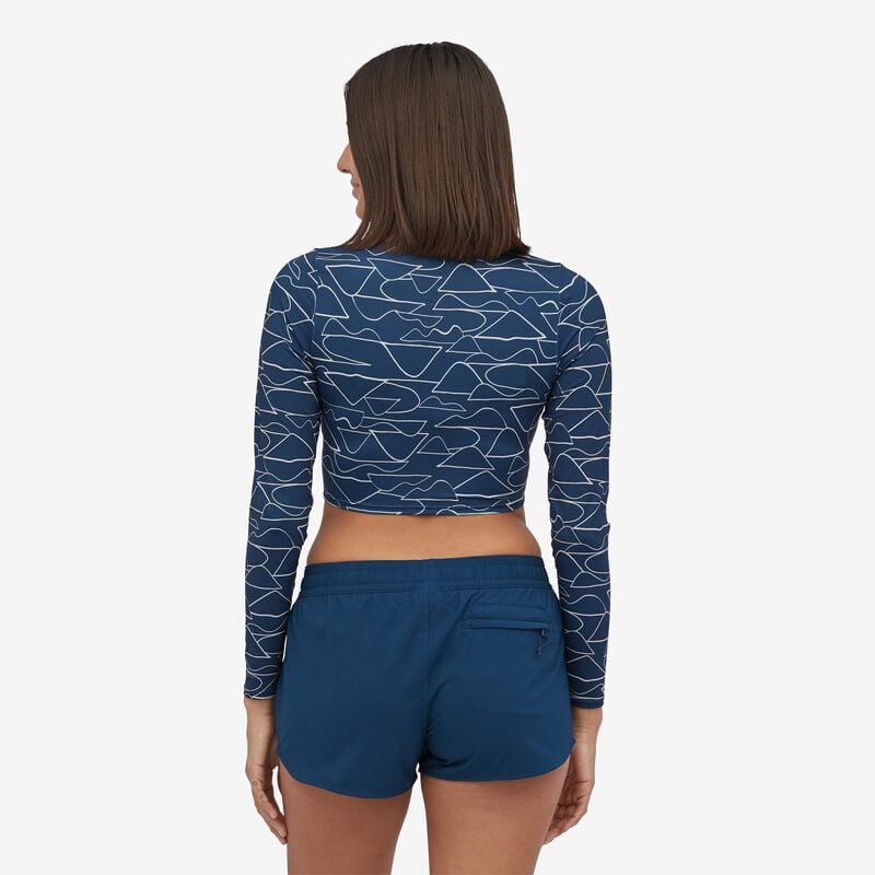 Patagonia Women's Swell Seeker Cropped Rashguard - Coast Highway Small: Float Blue