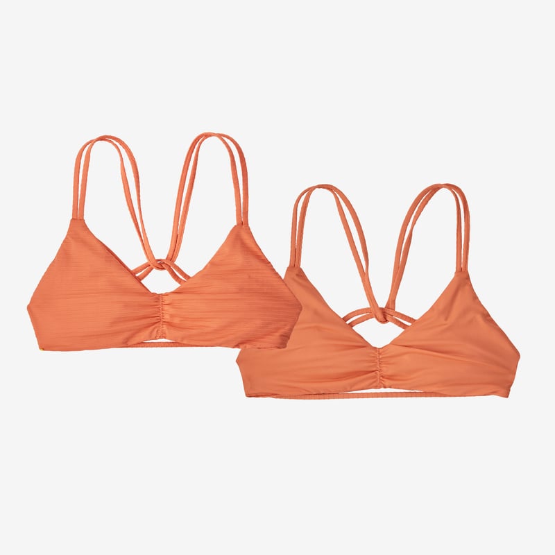 Patagonia Women's Reversible Seaglass Bay Bikini Top - Ripple: Tigerlily Orange