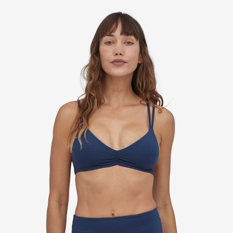 Patagonia Women's Reversible Seaglass Bay Bikini Top - Ripple: Tigerlily Orange