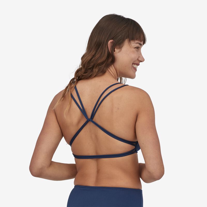 Patagonia Women's Reversible Seaglass Bay Bikini Top - Ripple: Tigerlily Orange