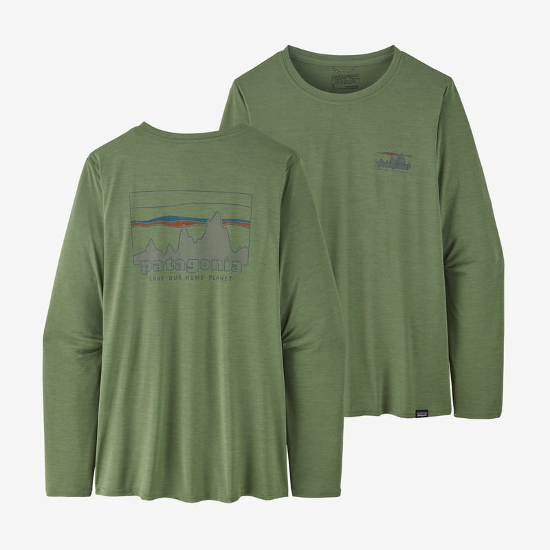 Patagonia Women's Long-Sleeved Capilene® Cool Daily Graphic Shirt - 73 Skyline: Sedge Green X-Dye