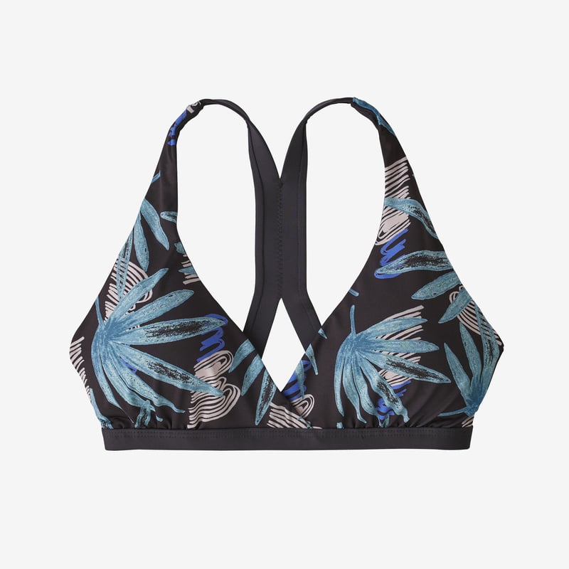 Patagonia Women's Bottom Turn Racerback Bikini Top - Tropical Ecuador: Ink Black