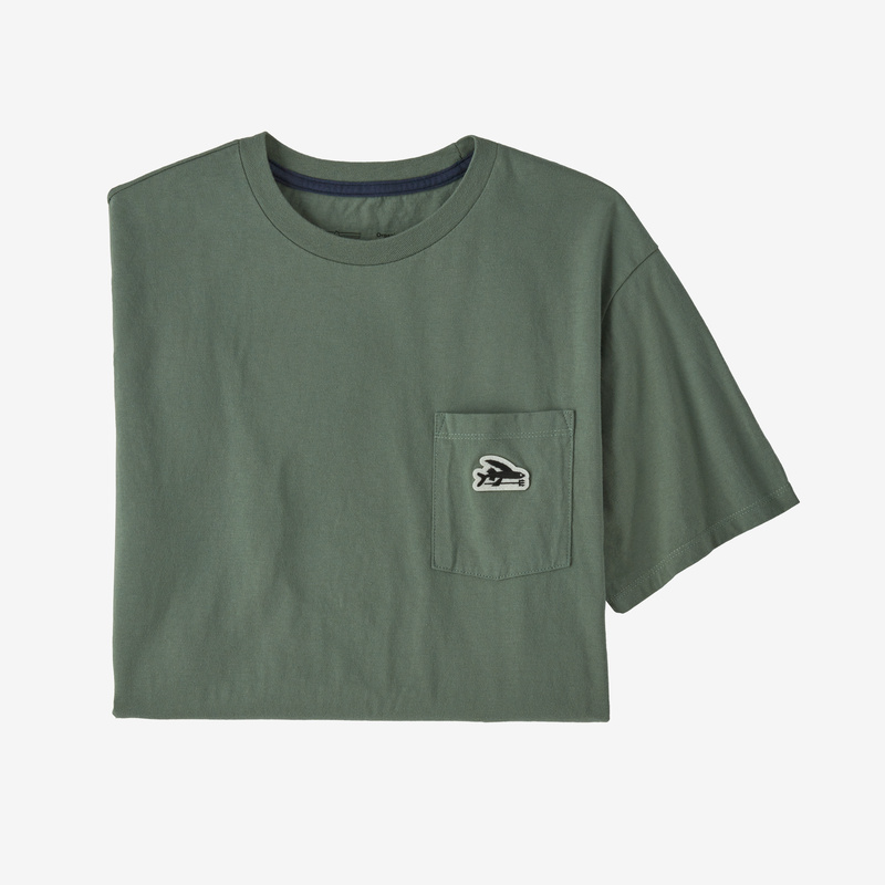 Patagonia Flying Fish Felt Patch Organic Pocket T-Shirt - Hemlock Green