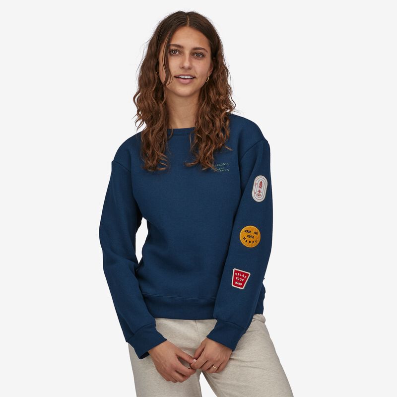 Patagonia Women's Clean Climb Badges Uprisal Crew Sweatshirt - Cabin Gold