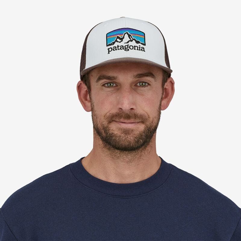 Patagonia Fitz Roy Horizons Trucker Hat - White w/Cone Brown