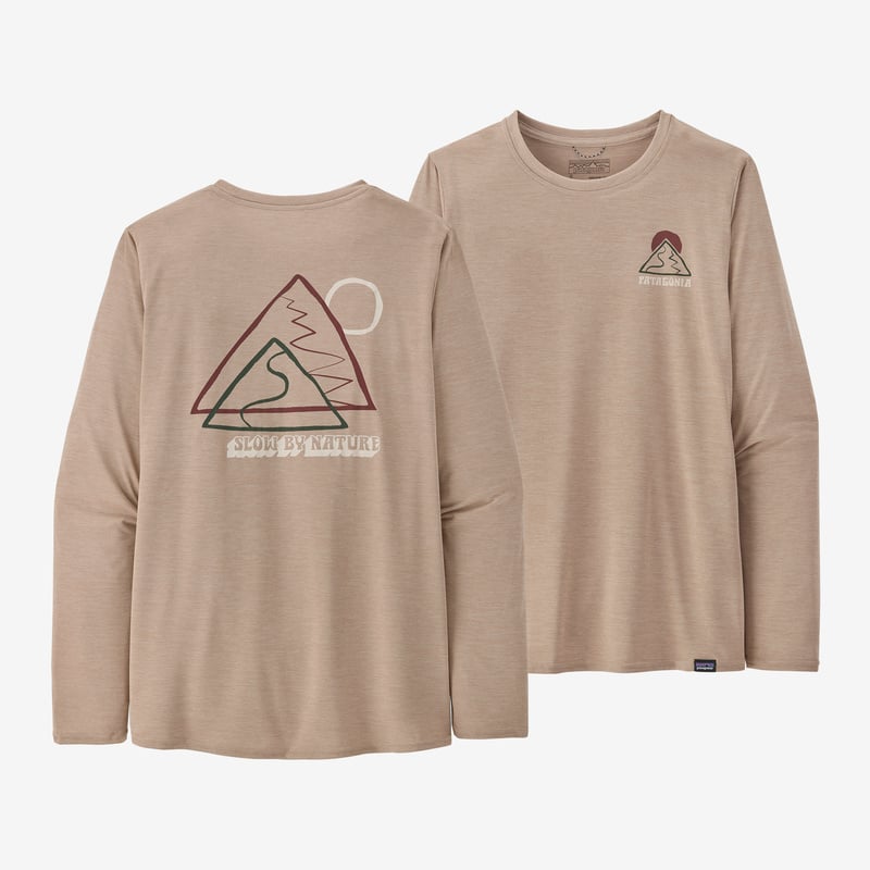 Patagonia Women's Long-Sleeved Capilene® Cool Daily Graphic Shirt - Slow Going: Oar Tan X-Dye
