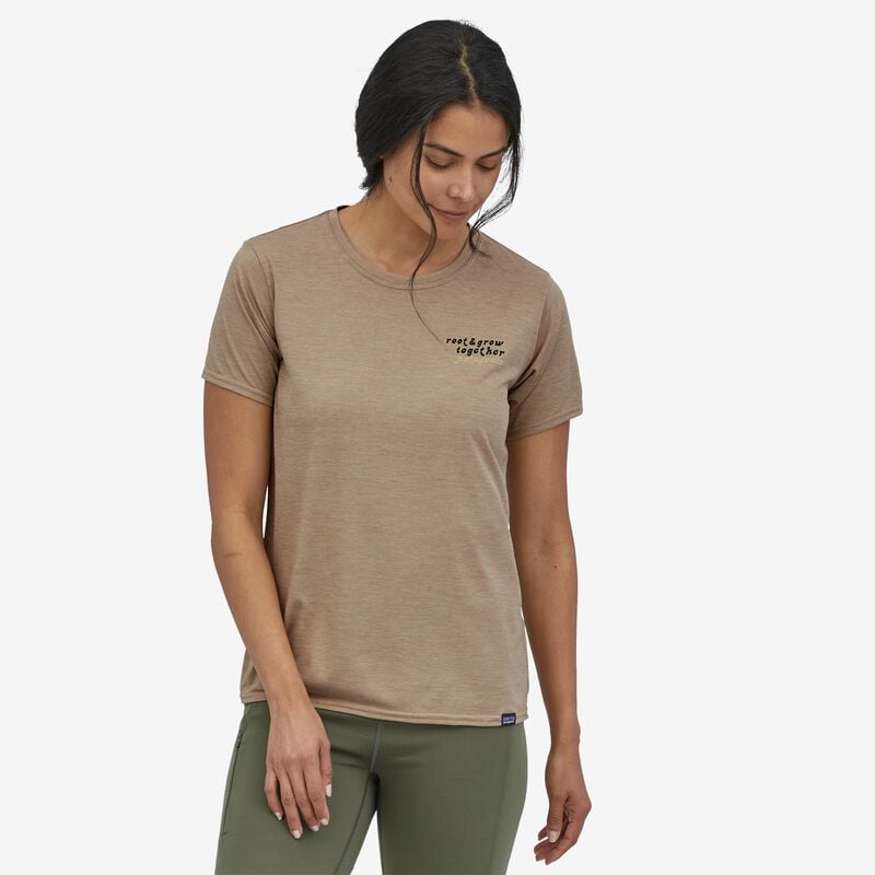 Patagonia Women's Capilene® Cool Daily Graphic Shirt - Root & Grow: Oar Tan X-Dye