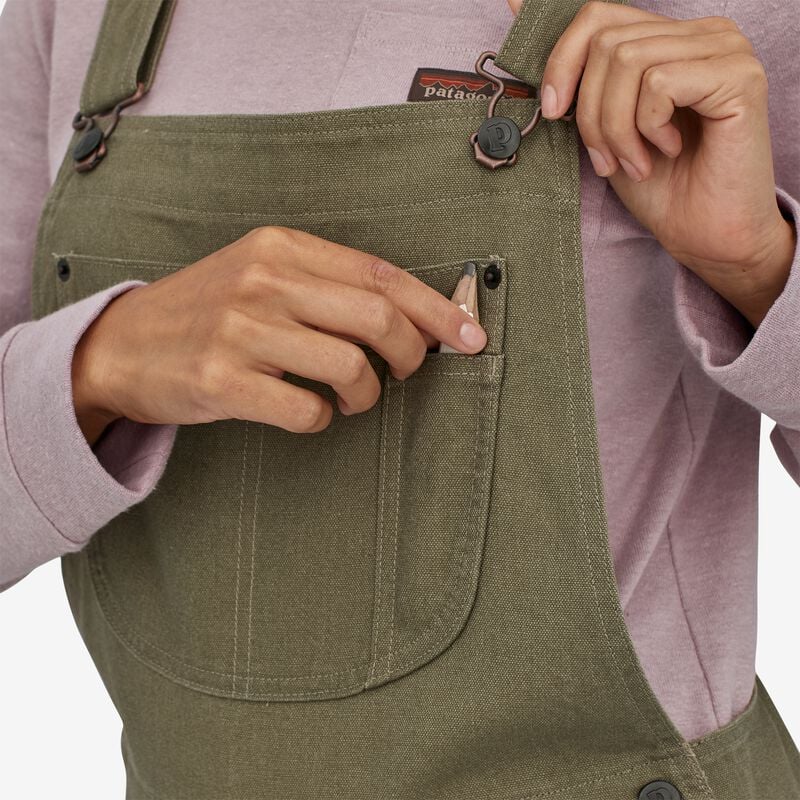 Patagonia Women's All Seasons Hemp Canvas Bib Overalls - Long - Fatigue Green